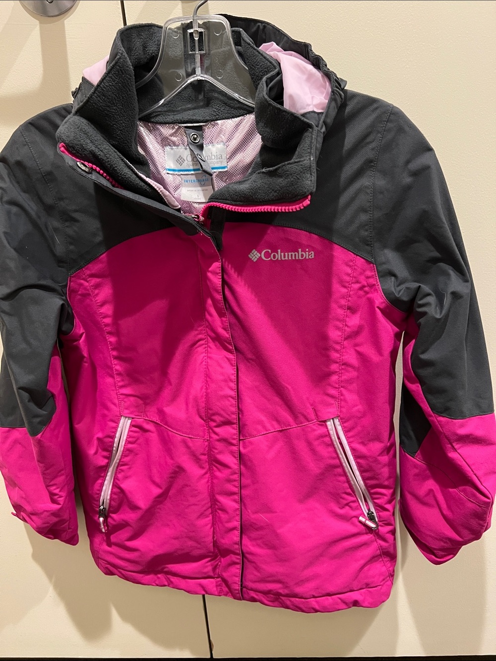 Columbia Girls' Magenta and Black Puffer Jacket